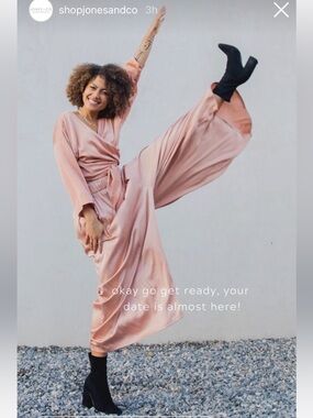 NWOT MBS Palazzo Pant, Silk Charmeuse in Acacia & Lac peach pink warm tones new!